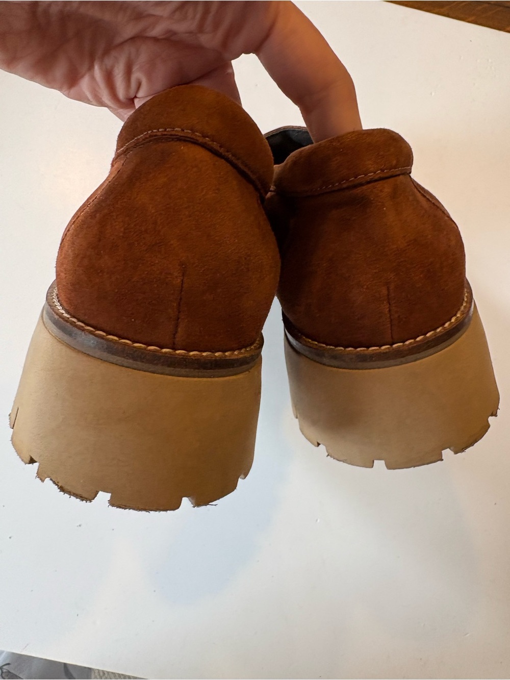 Softwaves || Vanna Suede Loafers Chunky Big Buckle Cognac Brown 41 - Picture 6 of 7